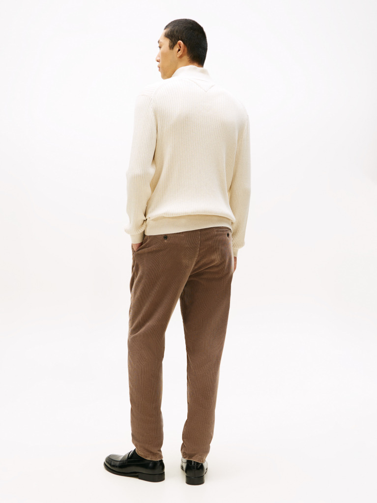 Beige Pima Cotton Mock Neck Sweater  Men