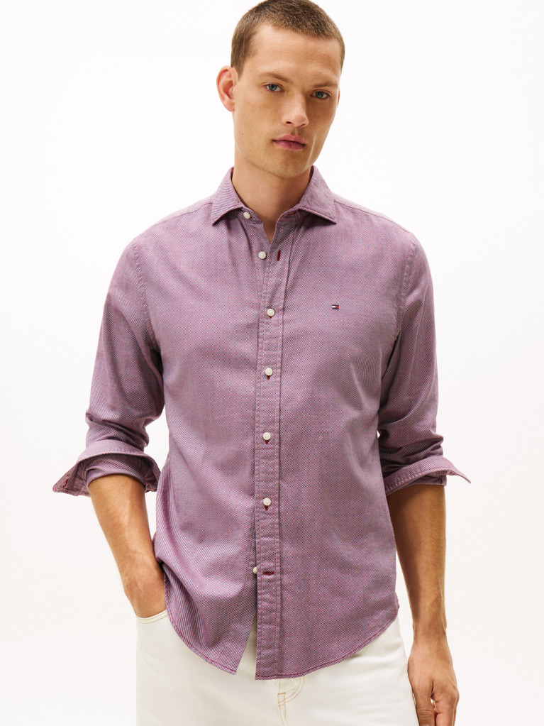 Red Dobby Structure Regular Shirt  Men