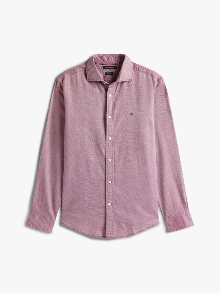 Red Dobby Structure Regular Shirt  Men