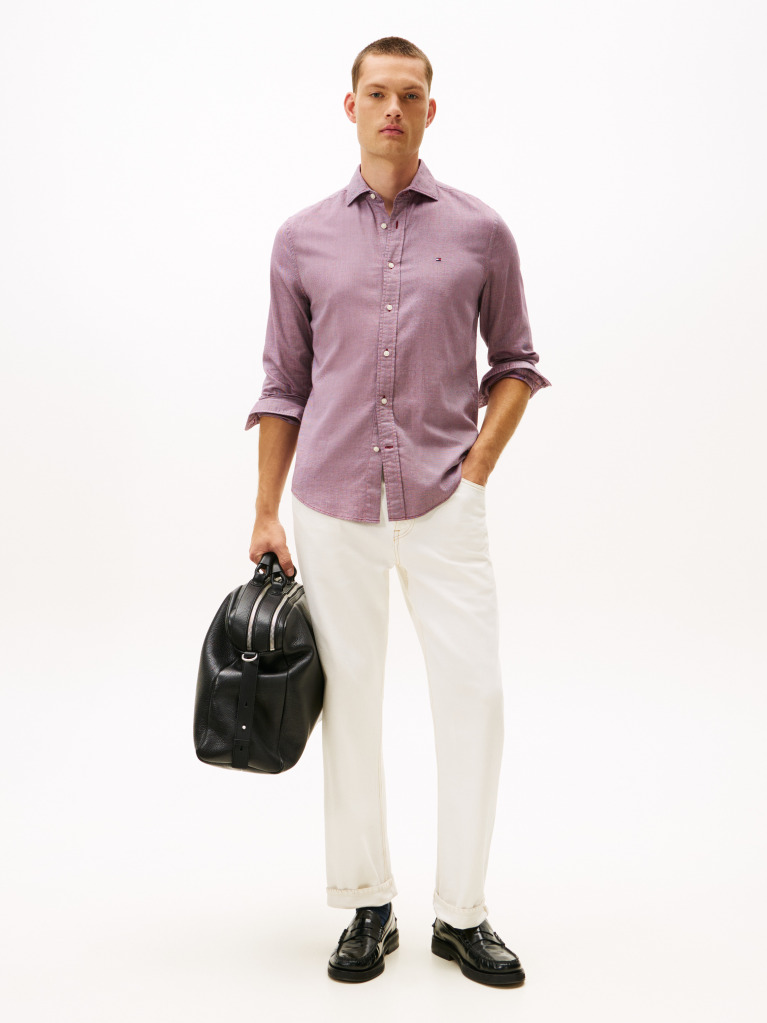 Red Dobby Structure Regular Shirt  Men