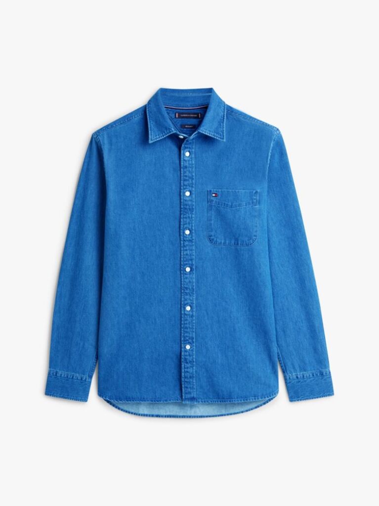 Denim Πουκάμισο Τζιν Σε Κανονική Γραμμή Με Κεντημένη Σημαία  Άνδρες