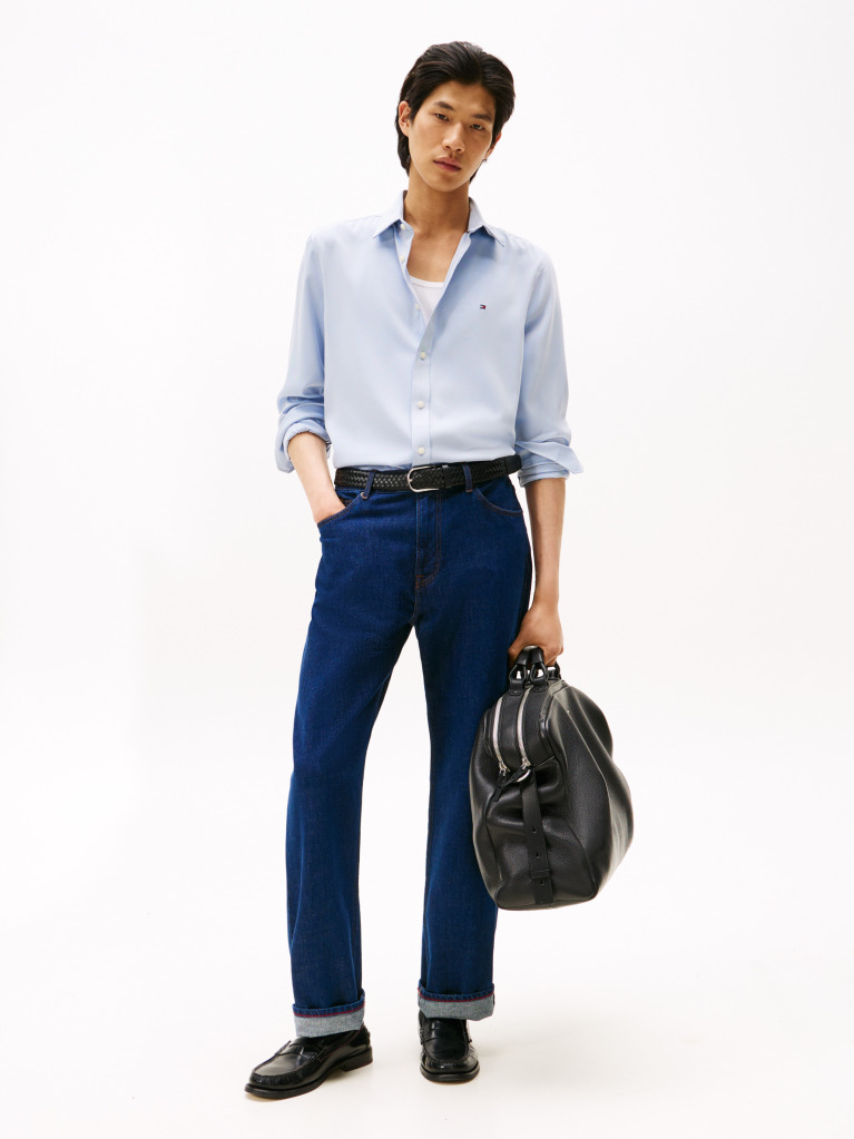 Blue Performance Slim Fit Pique Oxford Shirt  Men