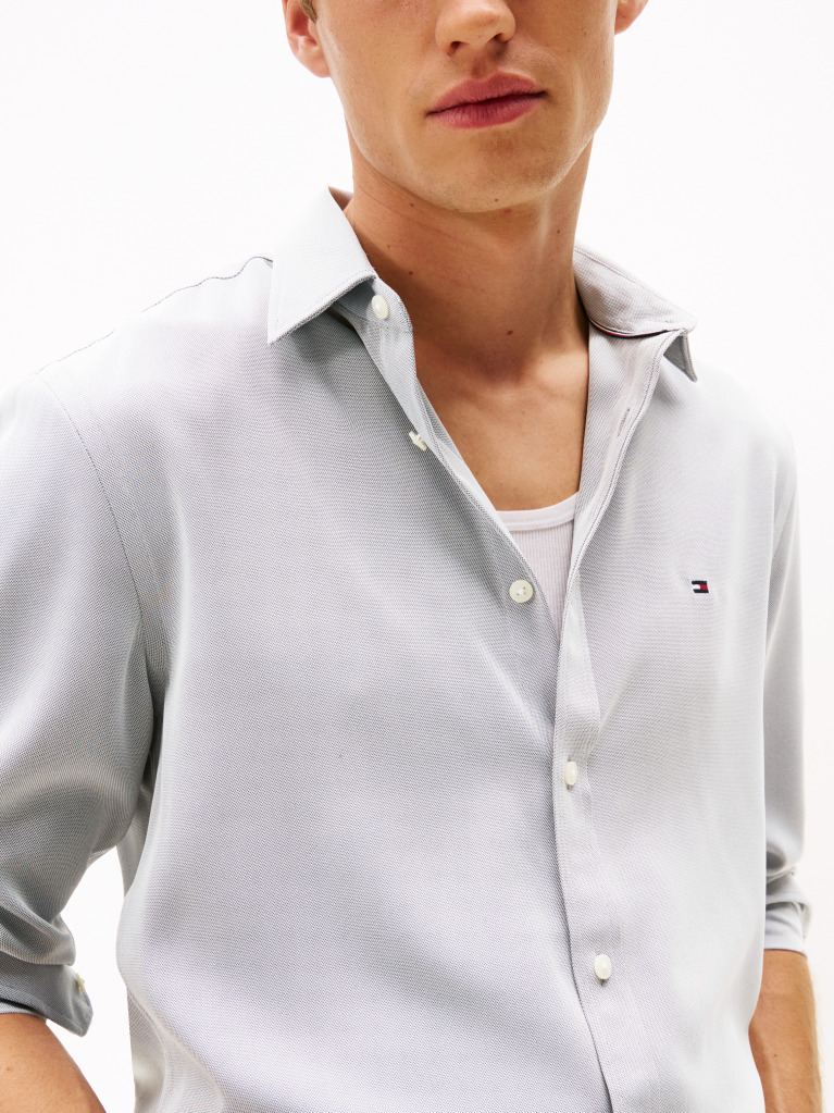 Blue Performance Slim Fit Pique Oxford Shirt  Men