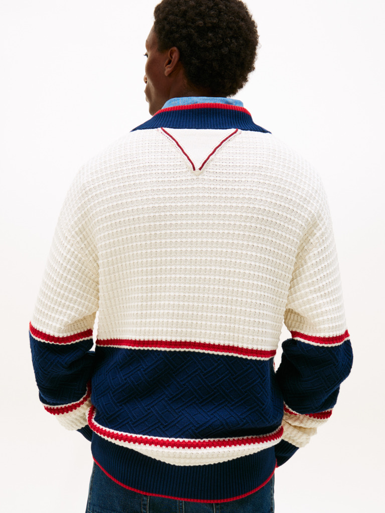 Multi Colour-Blocked Relaxed Letterman Cardigan  Men