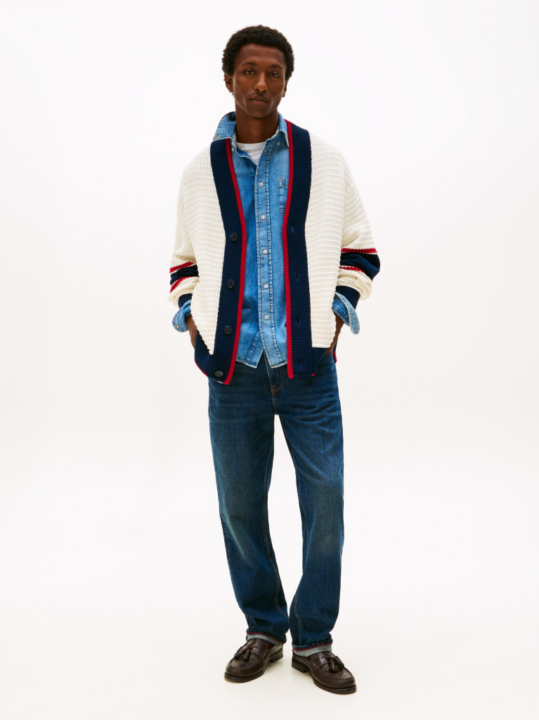 Multi Colour-Blocked Relaxed Letterman Cardigan  Men
