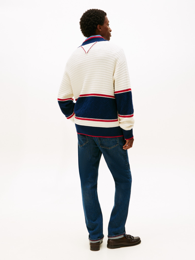 Multi Colour-Blocked Relaxed Letterman Cardigan  Men