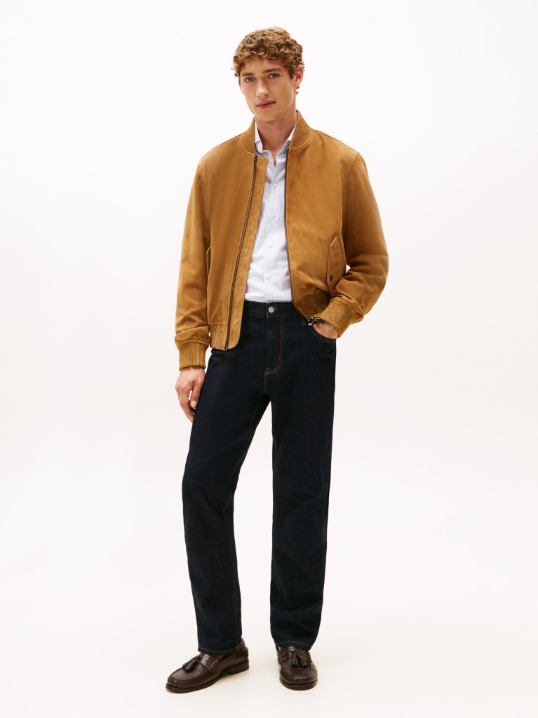 Brown Smart Casual Suede Bomber Jacket  Men