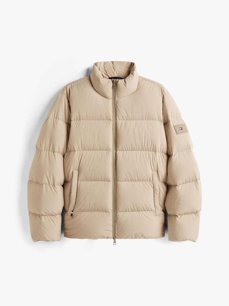 Beige Water Repellent Down Puffer Jacket  Men