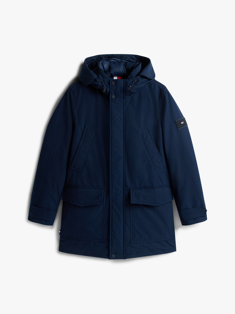 Blue Water Repellent Down Hooded Rockie Parka  Men
