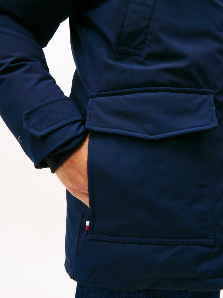 Blue Water Repellent Down Hooded Rockie Parka  Men
