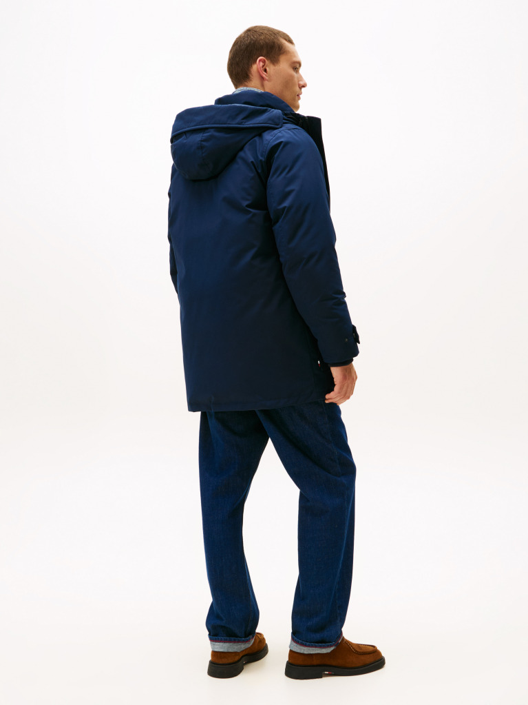 Blue Water Repellent Down Hooded Rockie Parka  Men
