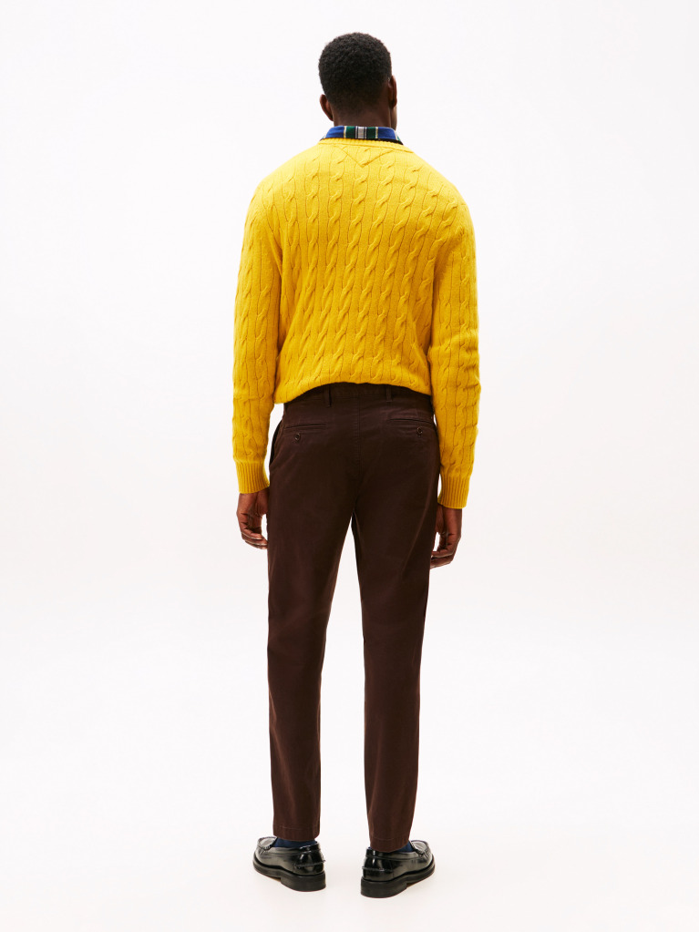 Brown Harlem Tapered Leg Twill Chinos  Men