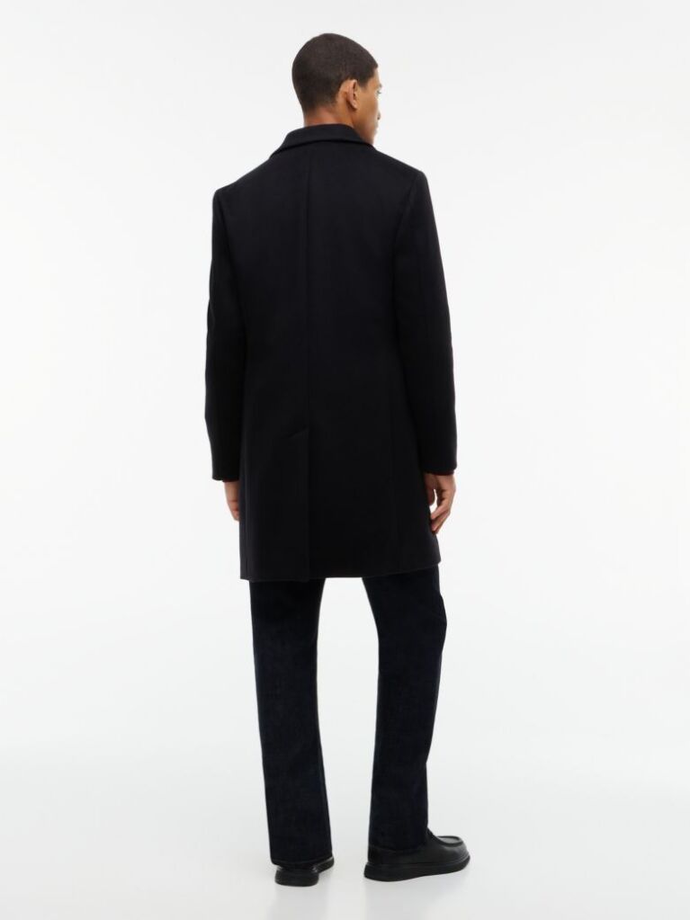 Black Smart Casual Wool Blend Single Breasted Coat  Men