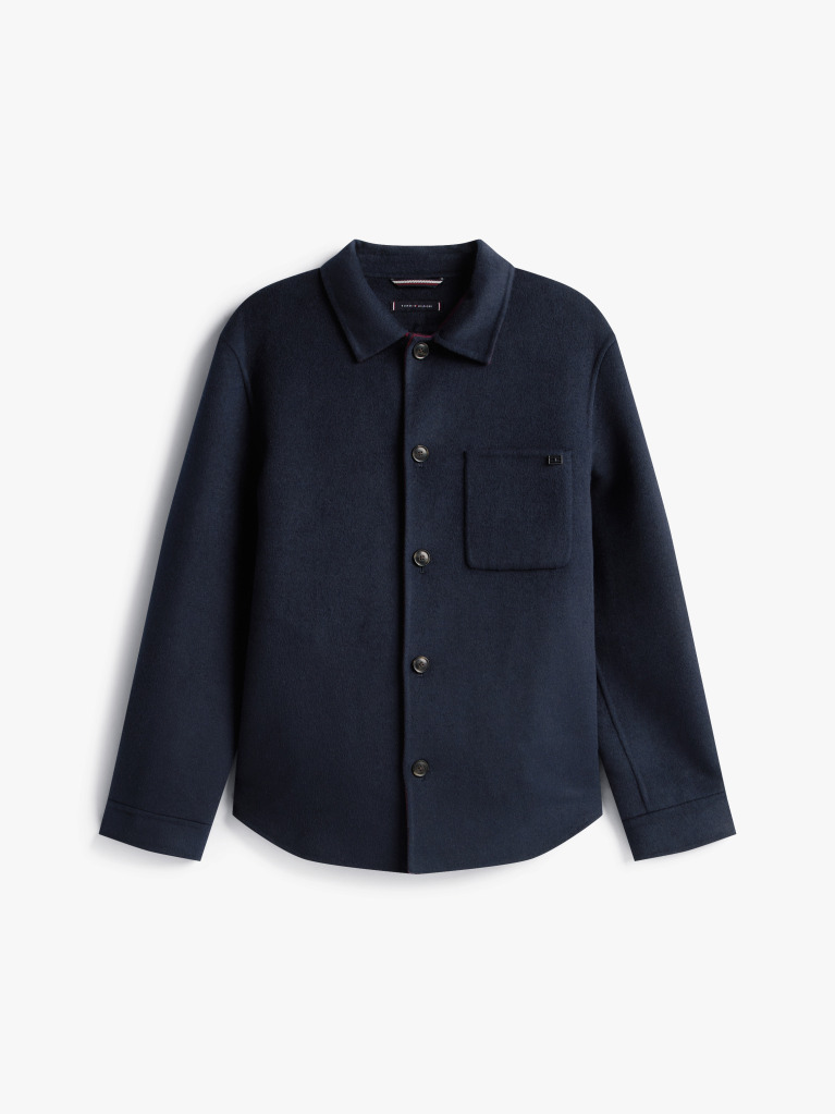 Blue Smart Casual Wool Blend Shirt Jacket  Men