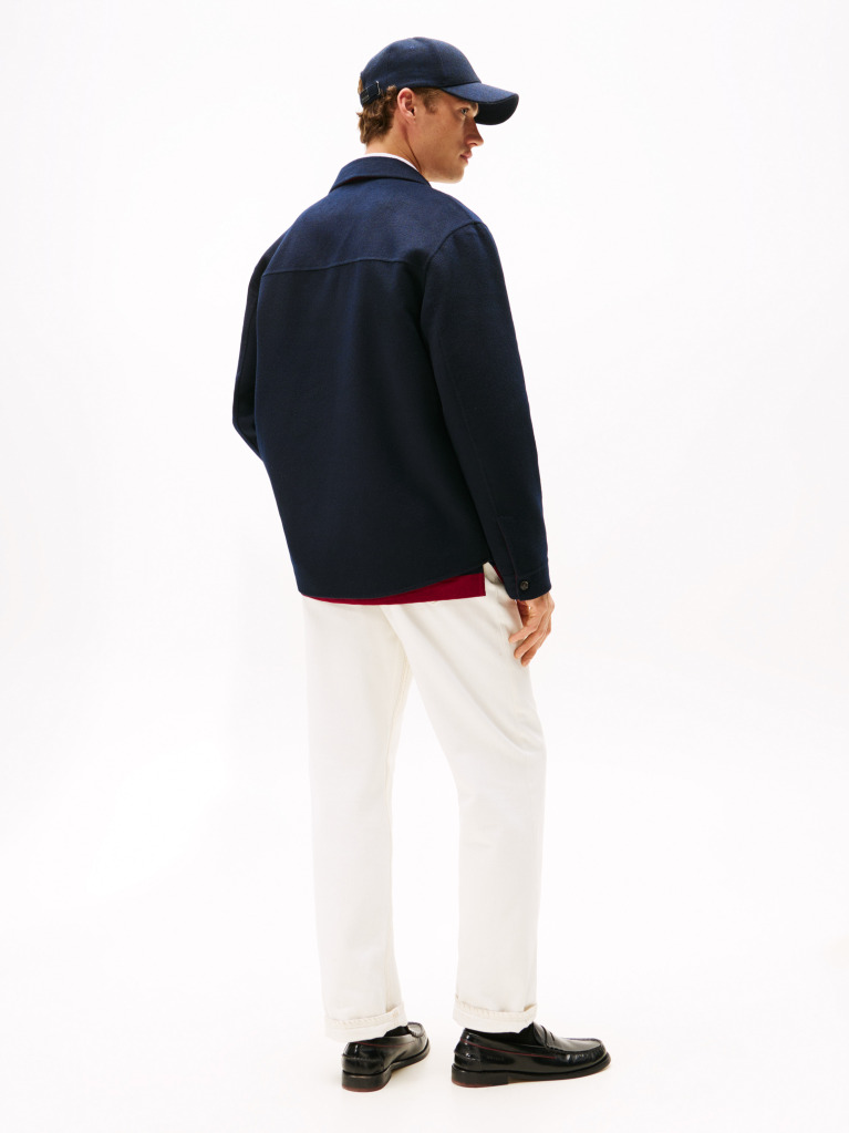 Blue Smart Casual Wool Blend Shirt Jacket  Men