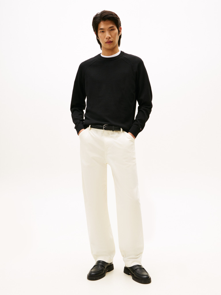 Black Performance Tech Wool Crew Neck Jumper  Men