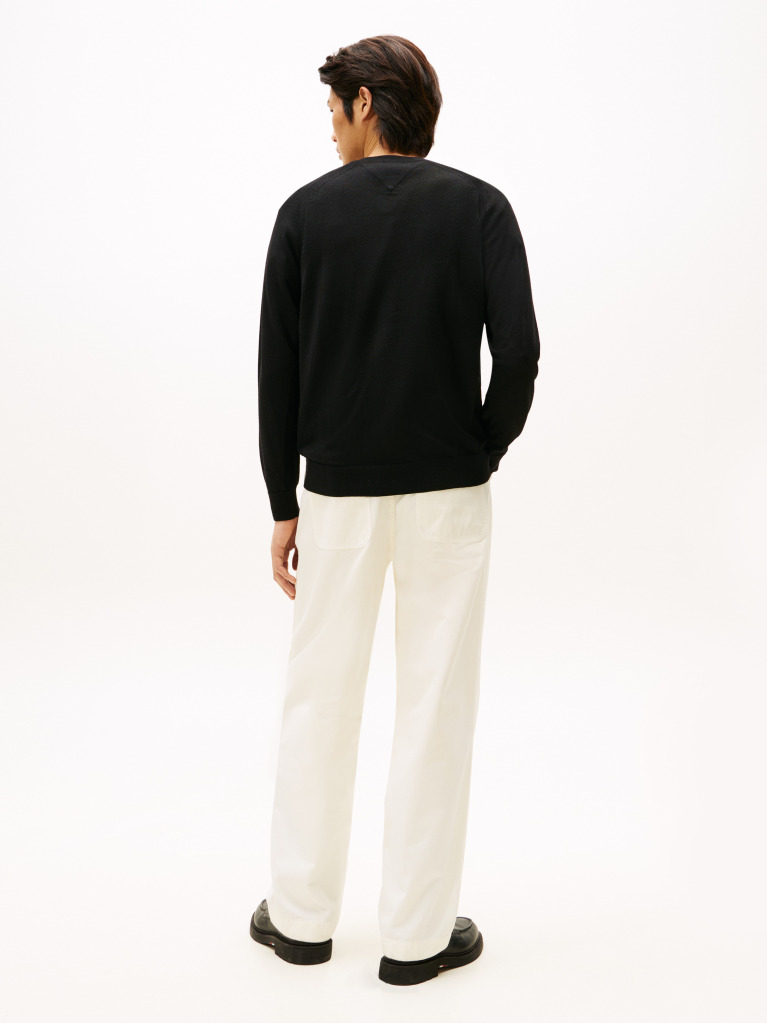 Black Performance Tech Wool Crew Neck Jumper  Men