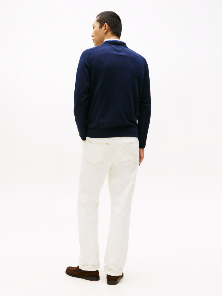 Blue Performance Tech Wool Crew Neck Jumper  Men