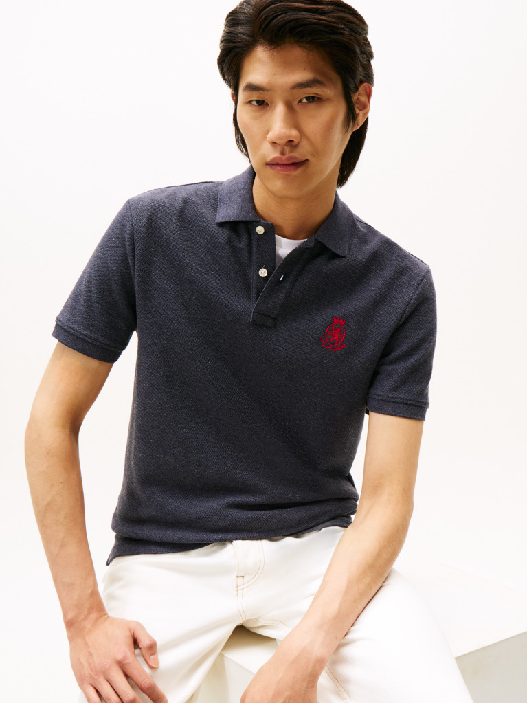 Blue TH Crest Regular Fit Pique Polo Shirt  Men