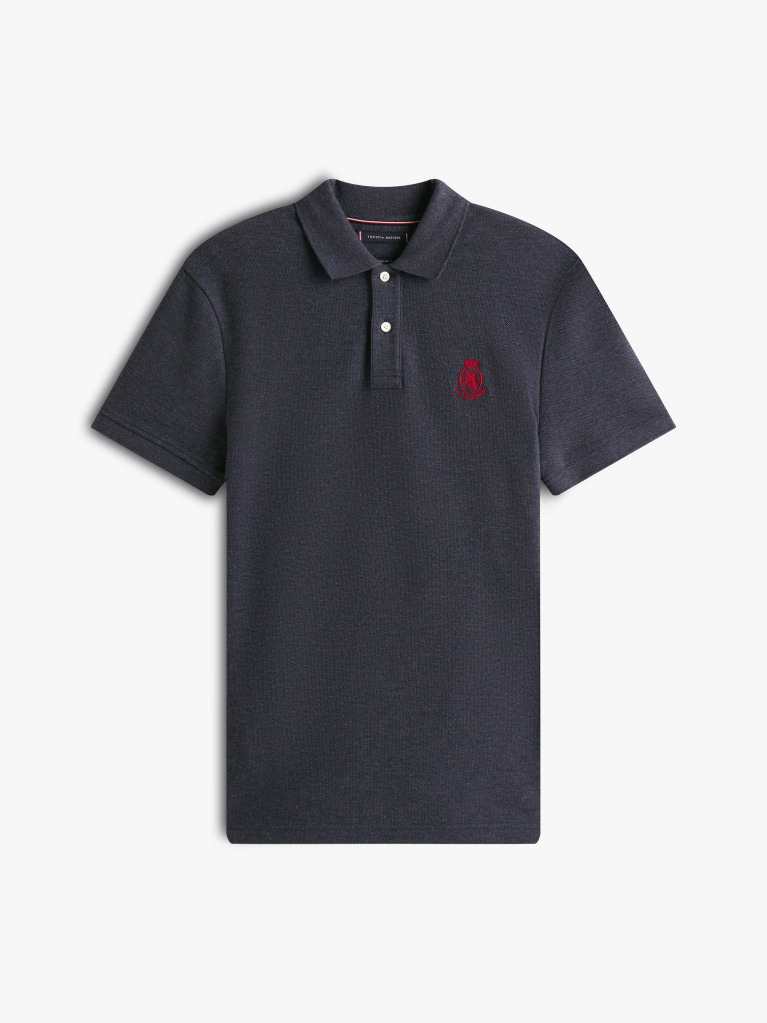 Blue TH Crest Regular Fit Pique Polo Shirt  Men