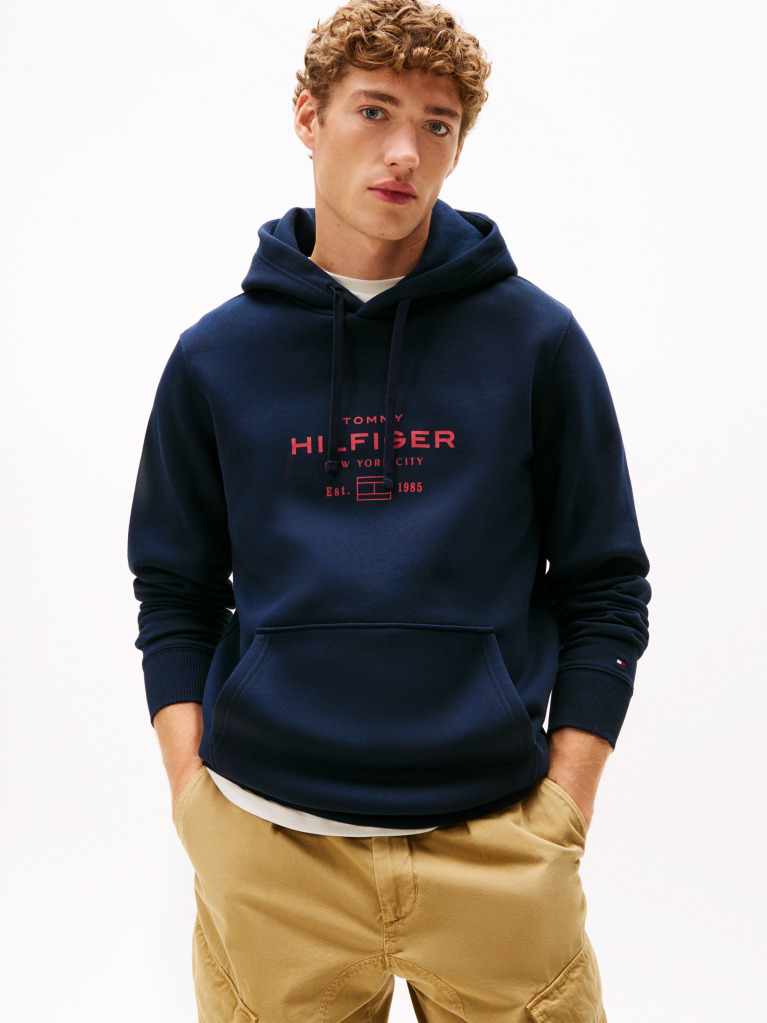 Μπλε Hoodie Με Σχέδιο  Άνδρες