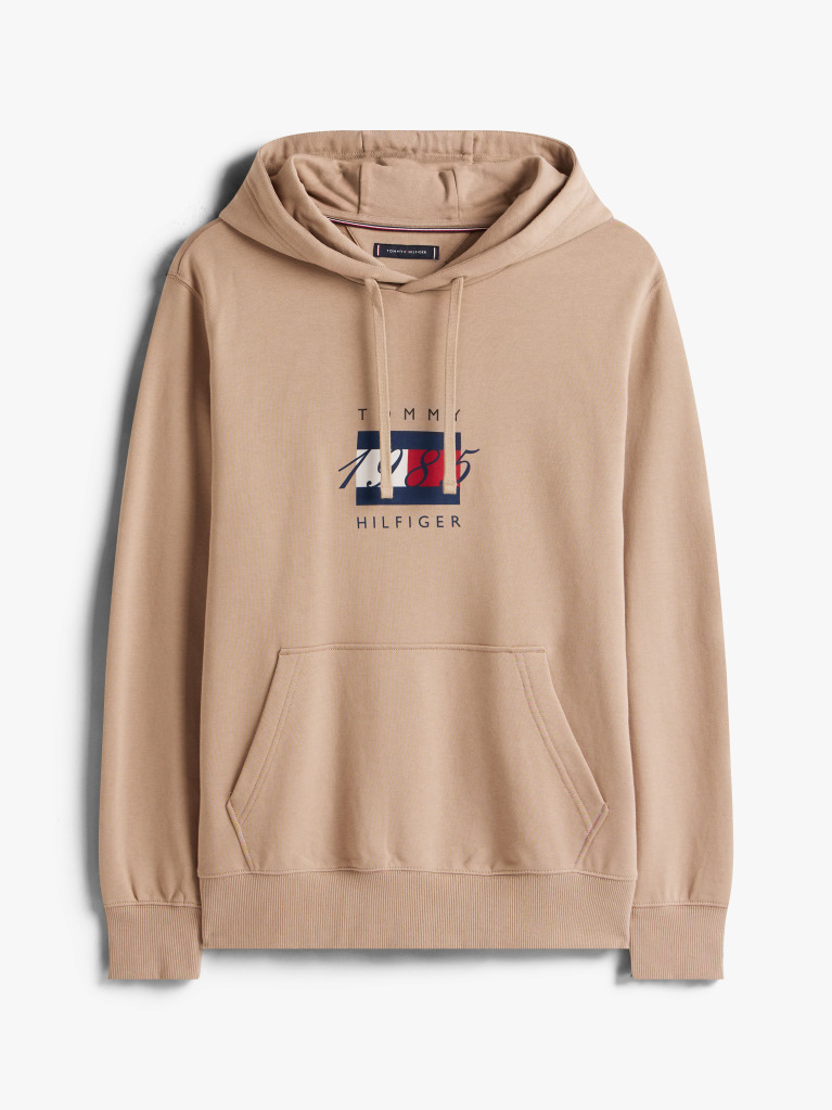 Μπεζ Hoody Με Σημαία Και Κορδόνι  Άνδρες
