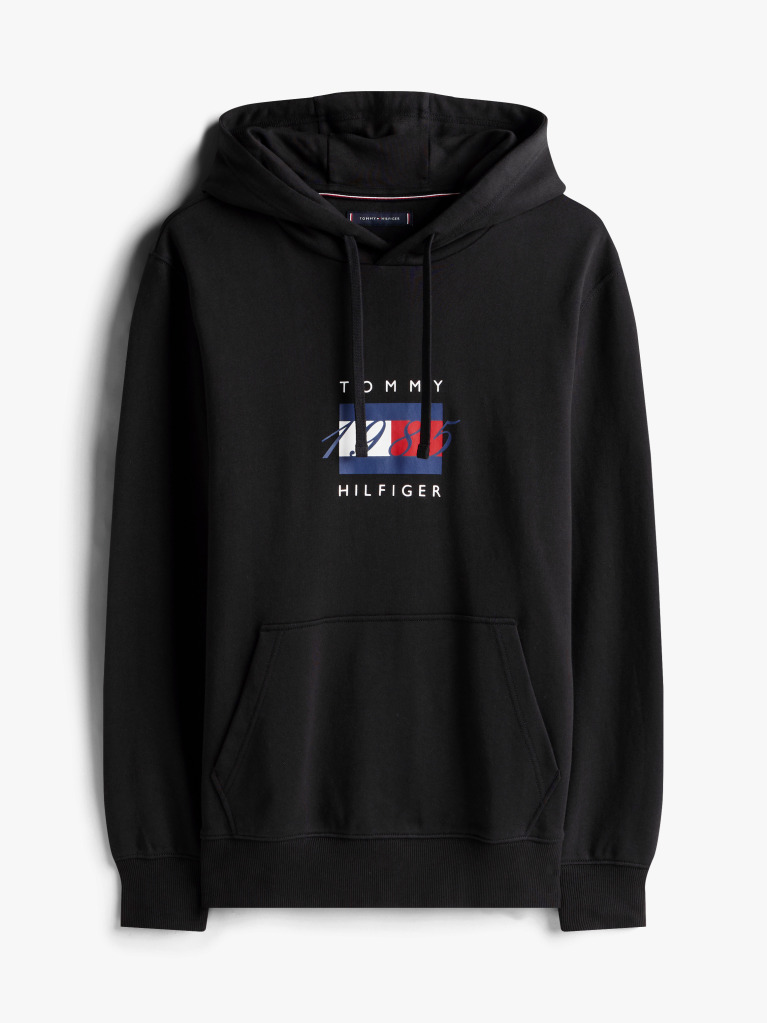 Μαύρο Hoody Με Σημαία Και Κορδόνι  Άνδρες