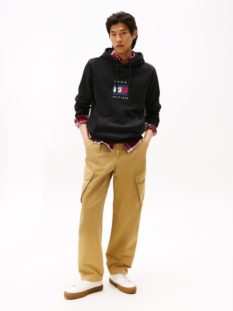 Μαύρο Hoody Με Σημαία Και Κορδόνι  Άνδρες