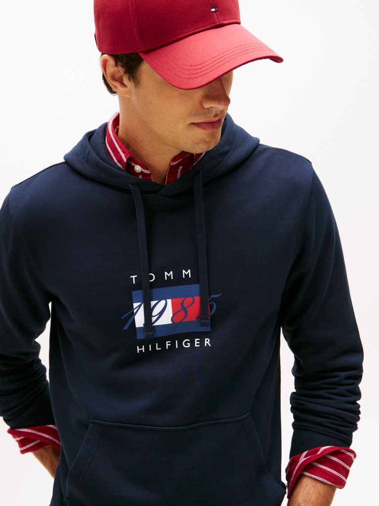 Μπλε Hoody Με Σημαία Και Κορδόνι  Άνδρες