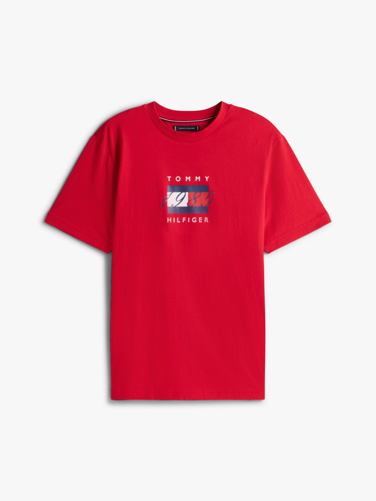 Κόκκινο Jersey T-Shirt Με Σημαία  Άνδρες