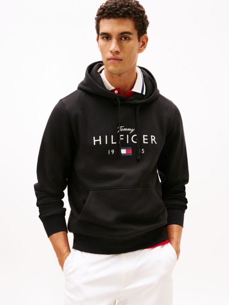 Black Logo Graphic Flex Fleece Hoody  Men