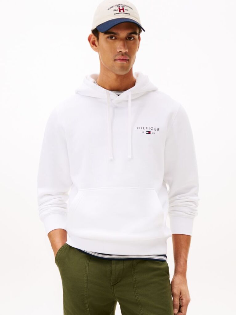 White Tommy Logo Hoody  Men