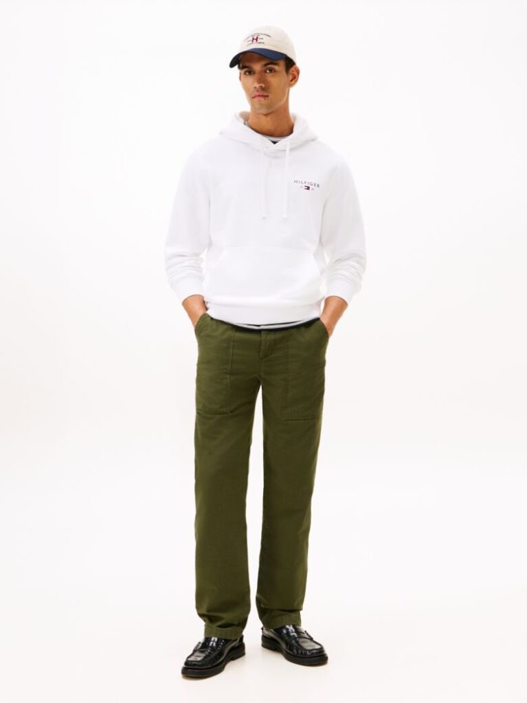 White Tommy Logo Hoody  Men
