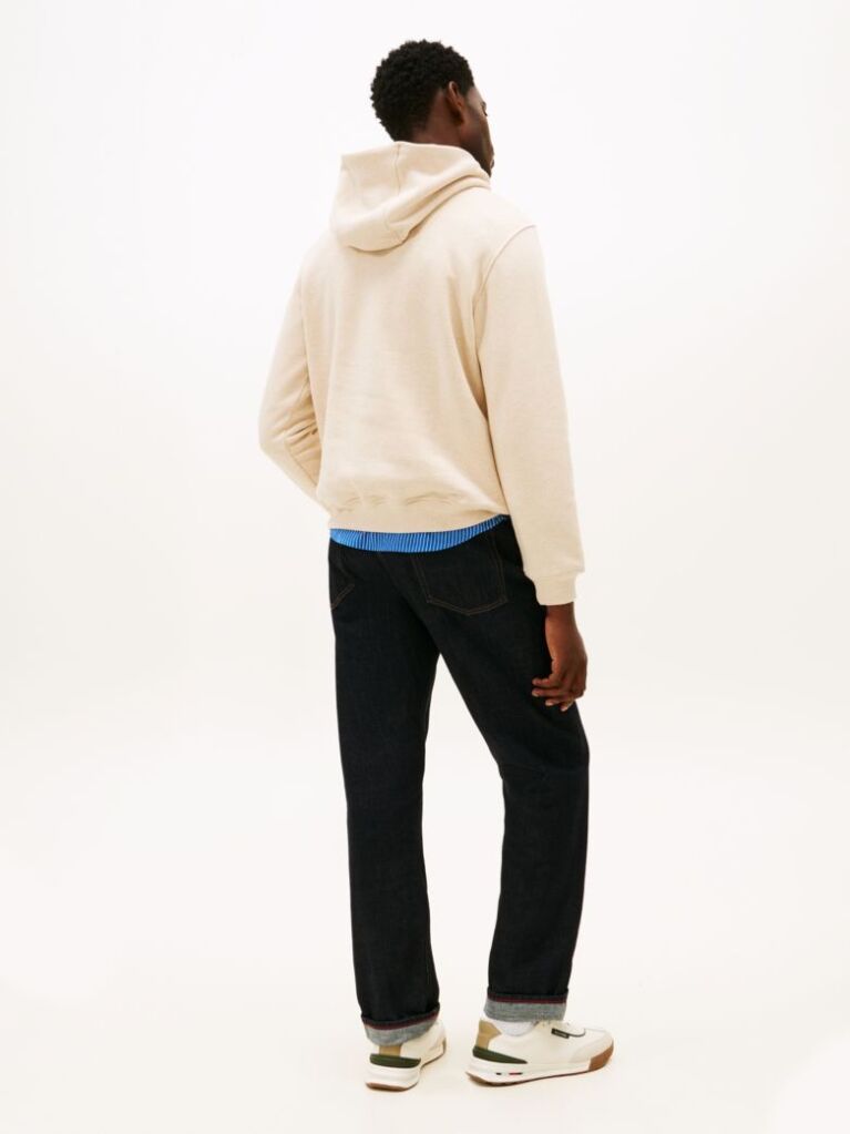 Beige Graphic Terry Drawstring Hoody  Men