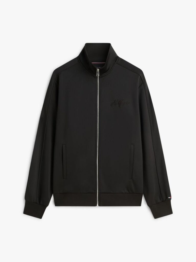 Black Stand-Up Collar Track Jacket  Men