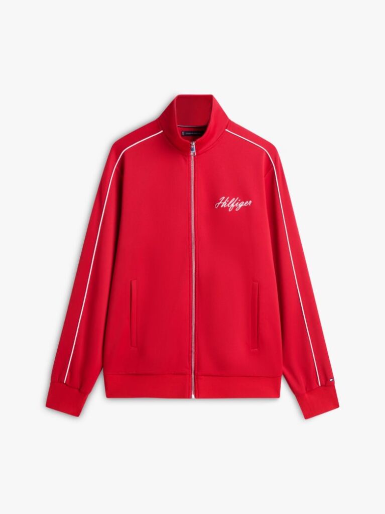 Red Stand-Up Collar Track Jacket  Men