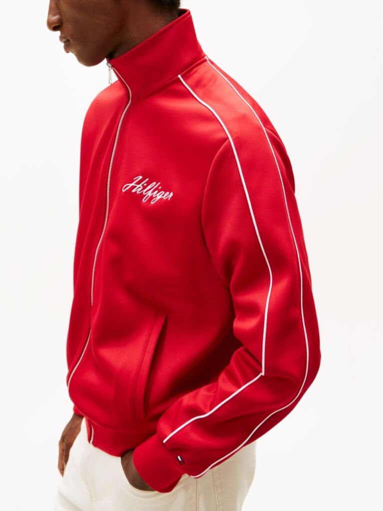 Red Stand-Up Collar Track Jacket  Men