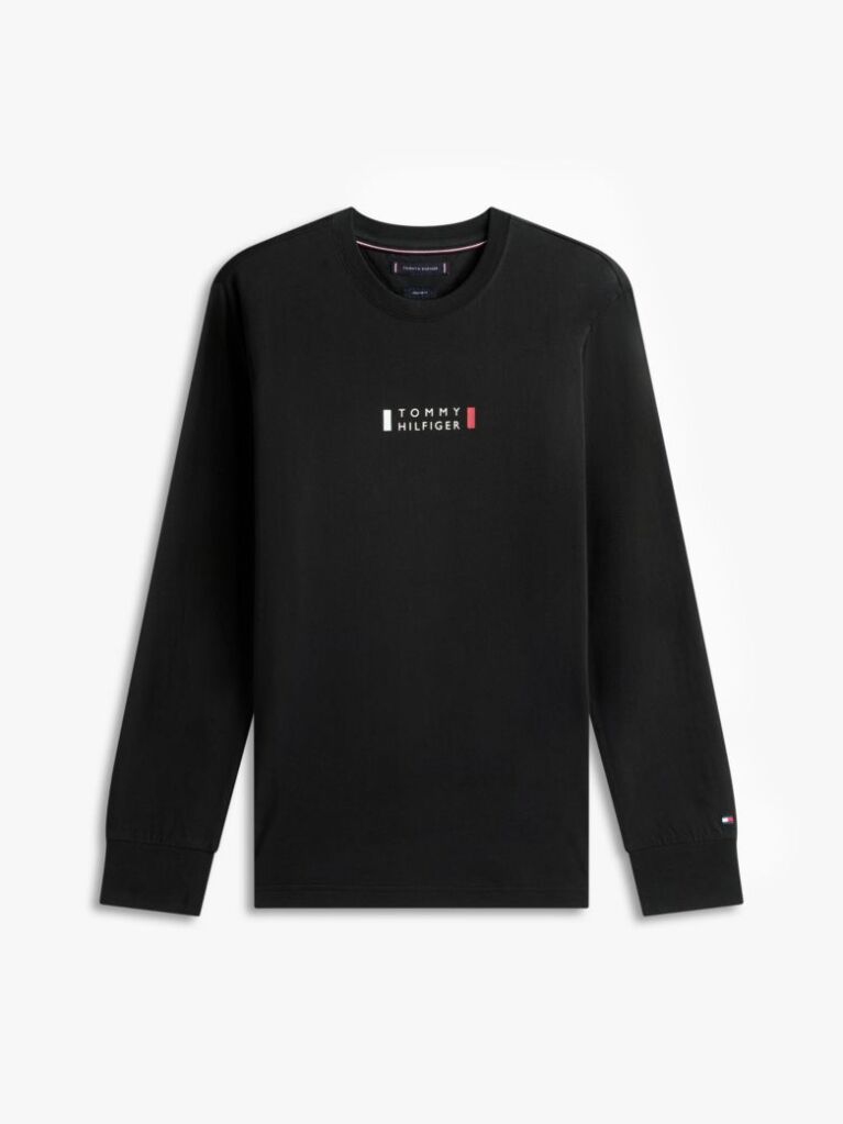 Μαύρο T-Shirt Μακρυμάνικο Με Λογότυπο  Άνδρες