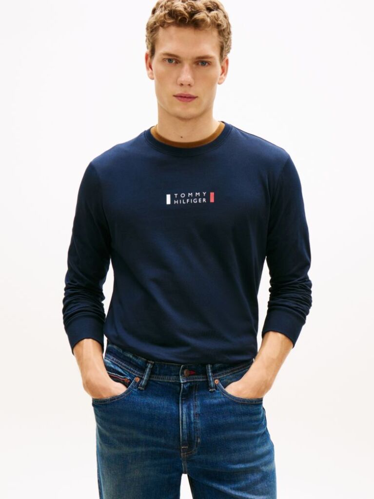 Blue Logo Jersey Long Sleeve T-Shirt  Men