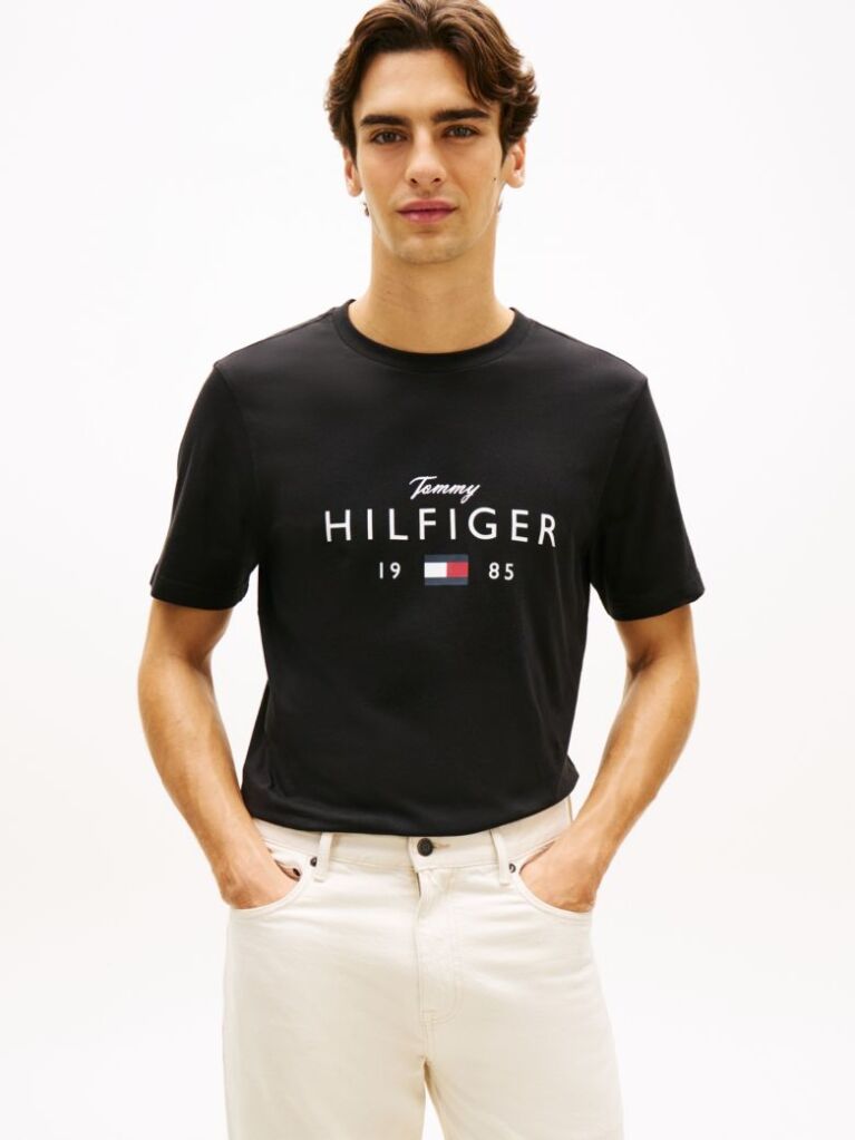 Μαύρο T-Shirt Με Λογότυπο Και Στρογγυλή Λαιμόκοψη  Άνδρες