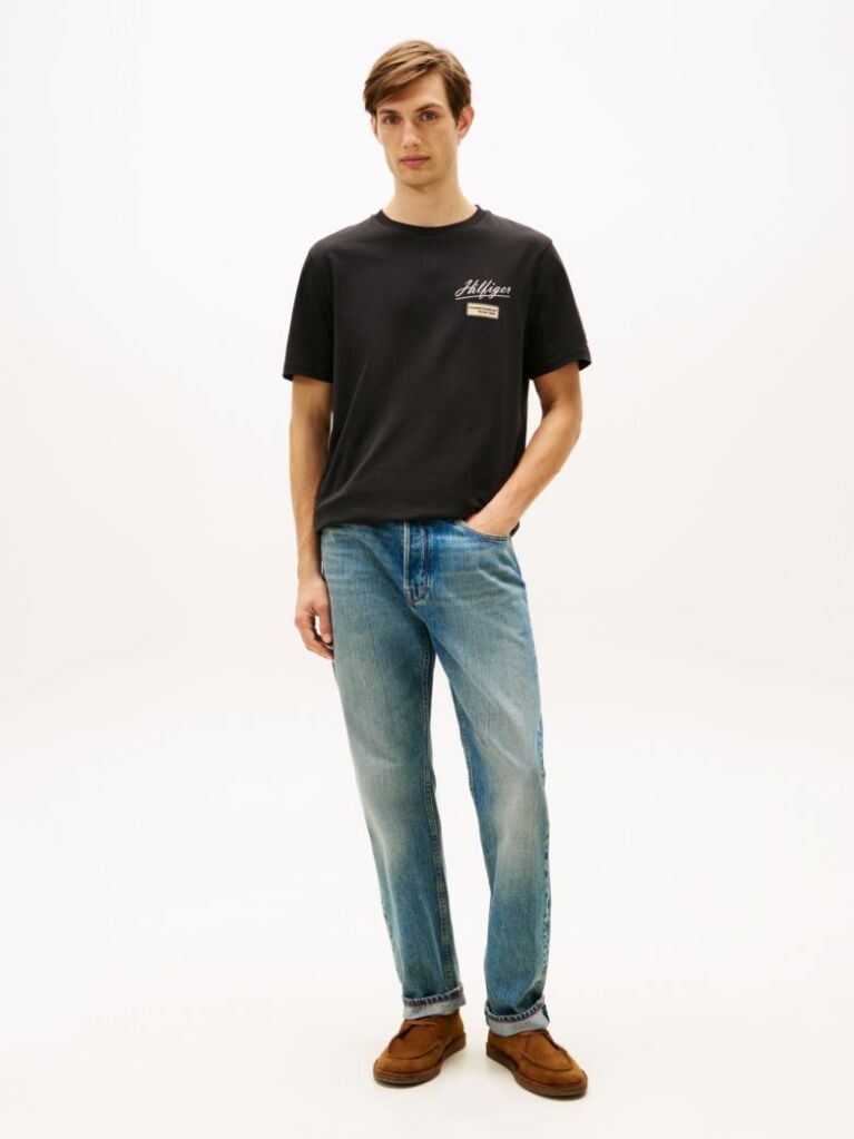 Μαύρο T-Shirt Με Λογότυπο Και Στρογγυλή Λαιμόκοψη  Άνδρες