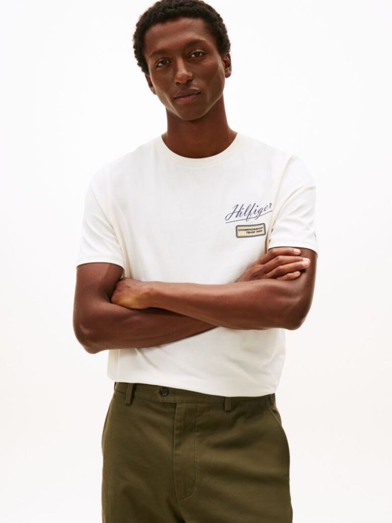 Μπεζ T-Shirt Με Λογότυπο Και Στρογγυλή Λαιμόκοψη  Άνδρες