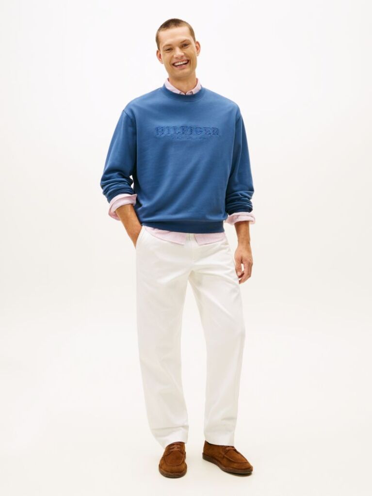 Blue Logo Terry Crew Neck Sweatshirt  Men