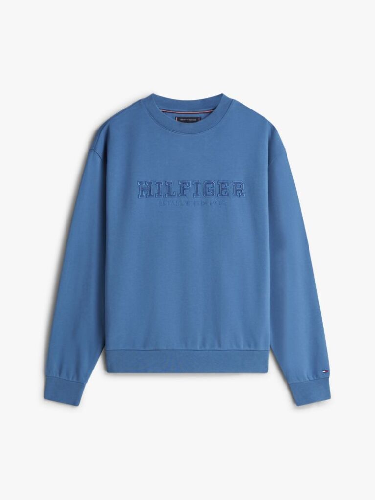 Blue Logo Terry Crew Neck Sweatshirt  Men
