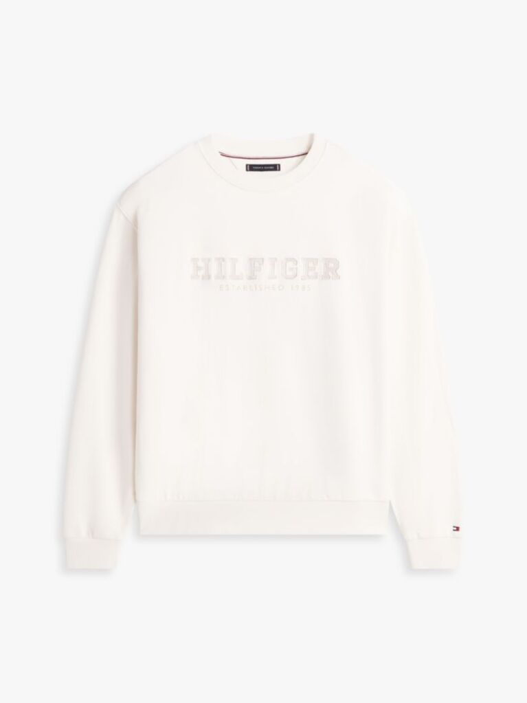 Beige Logo Terry Crew Neck Sweatshirt  Men