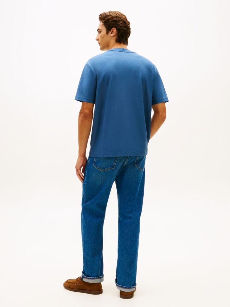Blue Logo Embroidery Relaxed Crew Neck T-Shirt  Men