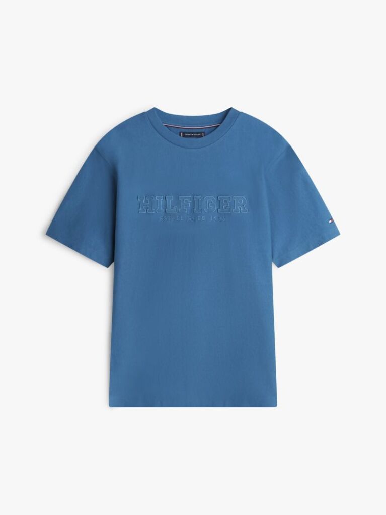 Blue Logo Embroidery Relaxed Crew Neck T-Shirt  Men