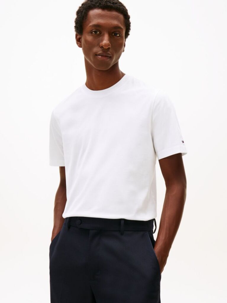 White Smart Casual Crew Neck T-Shirt  Men