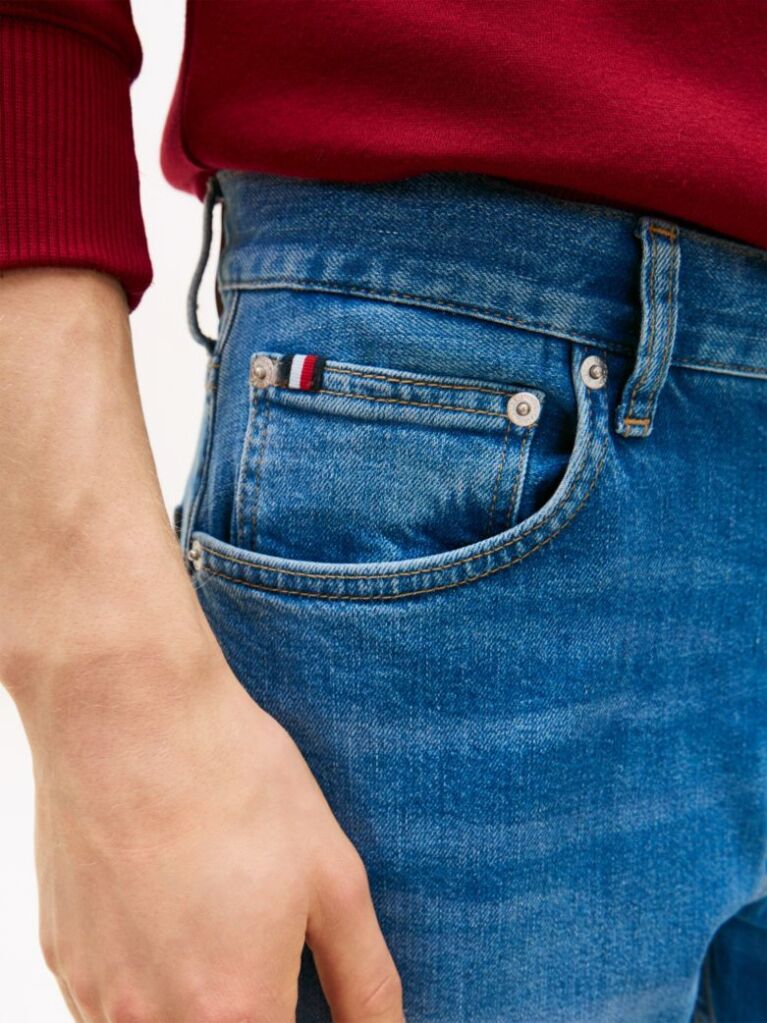 Blue Denton Straight Leg Jeans  Men