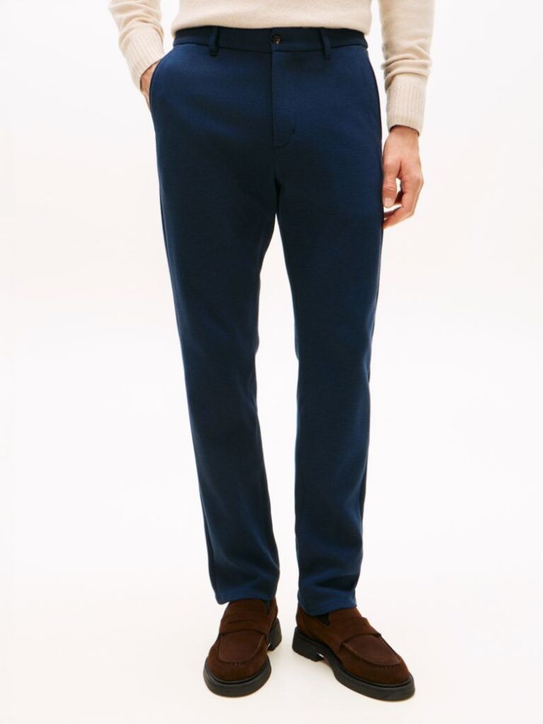 Blue Harlem Interlock Knit Pique Tapered Leg Trousers  Men